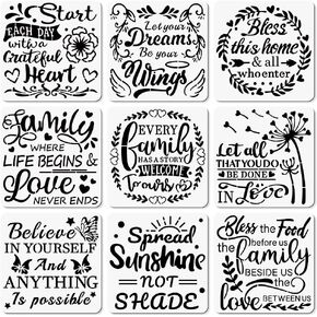 ORIGACH 5.1 inch Inspirational Words Stencils, 25 Pcs Motivational Quotes Round Reusable Stencils Drawing Template DIY Craft Paint Stencils for Painting on Wood, Canvas, Fabric, Wall