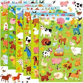 Teling 48 Sheets Farm Sticker for Kids Zoo Animal Sticker Farm Animal Sticker Animal Decal for Birthday Party School Teacher Reward Supply Class Cow Horse Party Colorful Decoration(Farm Animal Style)
