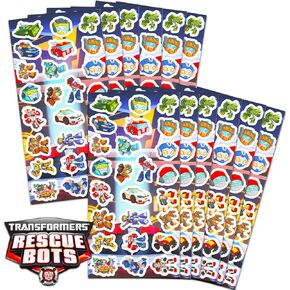 Transformers Party Favors Pack - حزمة مع 300 ملصقات روبوتات إنقاذ تتميز بـ Optimus Prime و Autobots و Decepticons والمزيد للأطفال | مستلزمات الحزب المحولات