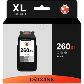 COCCINK 260XL Black Ink Cartridges Replacement for Canon PIXMA TS5300 TS5320 TS6400 TS6420 TS6420a TR7000 TR7020 TR7022 TR7022a Printer for Canon PG-260 260 XL High Yield (1 Black)