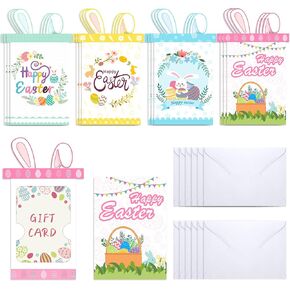 12 Sets Easter Bunny Party Money and Gift Card Sleeves, Happy Easter Money Holder Ornaments for Cash Gifts with Envelopes, Spring Easter Money Cash Gift Card Holder for Party Favors Basket Stuffers