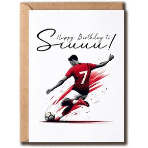 Ronaldo Birthday Card - Happy Birthday To Siuuuuuuu Card - Funny Football Card - Soccer Ball Card - Great Gift For Fan Football