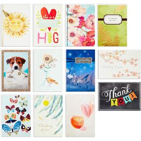 Hallmark All Cards Cards Shortment - تفكيرك ، شكرًا لك ، بطاقات التعاطف (12 بطاقة ، مربع منظم البطاقات مع إعادة الملء)