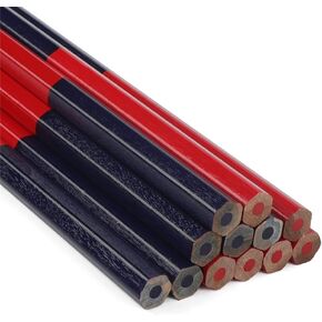 12 Pcs Erasable Dual Colored Pencils Red and Blue Hexagonal Precision Marking Checking Pencils for Woodworking Homework Drawing Lines Dual Color Drawing General Use