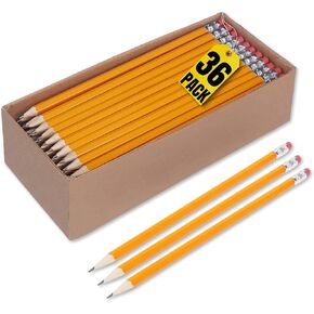 1InTheOffice #2 Wooden Pencil, Woodcase Pencils HB (#2), Black Lead, Yellow Barrel - 36/Pack (24)