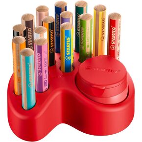 STABILO Multi-Talented Pencil woody 3 in 1 - Deskset of 15-10 x woody, 2 x woody Pastel, 3 x woody duo with Sharpener