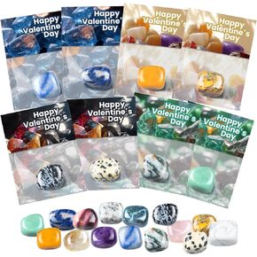 30 Pack Prefilled Valentines Cards & Crystal - Valentines Day Gifts for Kids Classroom - Gem Rock Valentines Day Cards for Kids School Classroom Class Exchange Boys Girls Bulk Prizes Party Favors