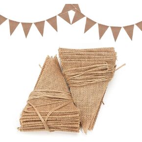Dahi 48pcs Brown Blank Flag Banner Boho Pennant Banner Triangle Flag Linen Bunting Garland for Wedding Party Birthday Outdoor Garden Classroom Decoraction（Brown）