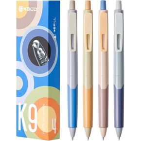 Kaco K9 Gel Pens 0.5mm Fine Point 4 Pieces Black Ink Garden Party Style Office School Supplies Stationery Quick Drying Aesthetic Pens