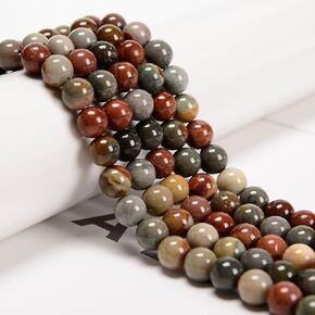 8mm 95pcs Natural Polychrome Jasper Ocean Jasper Smooth Round Genuine Real Stone Gemstone DIY Beads for Jewelry Making