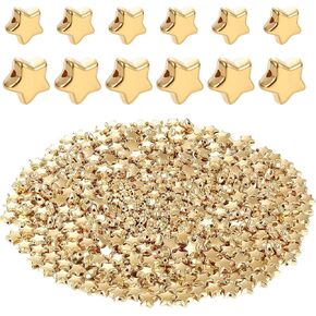 800 Pcs Plastic Star Beads Plated Star Spacer Beads Tiny Charm with Hole for DIY Necklace Bracelet Earring Pendant Making Decor Craft, 6 mm, 12 mm(Gold)