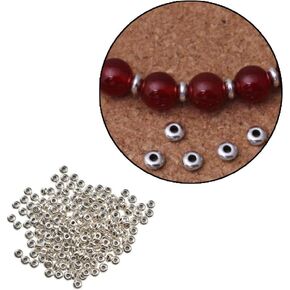 Wixine 200Pcs Round Silver Stainless Steel Spacer Beads DIY Jewelry Findings