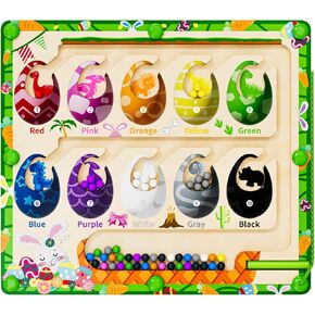 Magnetic Color and Number Maze,Dinosaur Eggs Montessori Toys for 2 3 4 5 Year Old,Counting Matching Learning Toys,Easter Basket Stuffers Gifts for Kids