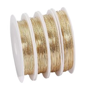 PH PandaHall 262ft Craft Wire for Jewelry Making, 0.3/0.4/0.5/0.6mm Copper Wire 14K Gold Plated Metal Beading Wire Jewelry Wire Armature Wire for Wrapping Floral Arranging, 22~28 Gauge