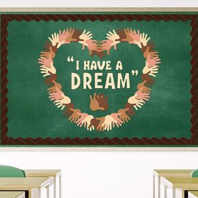 93 Pcs Black History Month Bulletin Board Decoration Set African American Inspirational Cutout I Have a Dream Poster Bulletin Board Paper Cutouts for Home Classroom Chalkboard Wall Decor