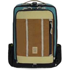 Topo Designs Global Travel Bag 30-40 Liter - Carry-on Compliant Versatile Pack, 3 Carry Options, External Laptop Sleeve (Eco-Friendly, 40L, Caribbean/Dark Khaki)