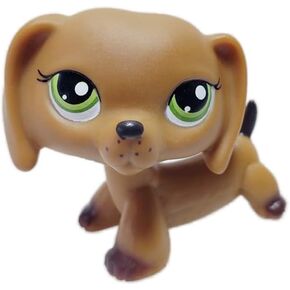 Mini Rare Pet #139 Brown Dachshund Dog Green Eyes Freckles Puppy Action Figures Toys