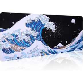 Sea Wave يابانية Art Mouse Pad Gaming XL Desk Desk Large Long Mousepad Big Table Pads Home Keyboard Fads for Office Home Gamer 31.5 × 11.8 بوصة in Kuwait