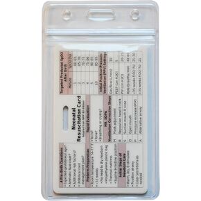 Neonatal Resuscitation Card for NICU Healthcare Professionals by Board-Certified NNP (Vertical (with case)), White, Black, and Pink.