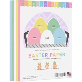 Easter Colored Paper, 8.5 x 11 Multi-Color Bulk Art Paper for Spring Greetings, Gifts, Arts & Crafts, Invitations | 50 Pink, 50 Green, 50 Blue, 50 Canary, 50 White (250 Sheets Total)