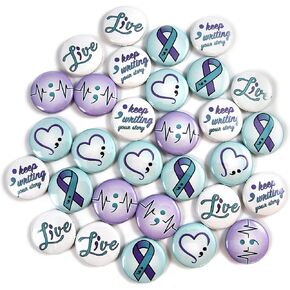 Semicolon/Suicide Awareness Mini Buttons (1" Pins, 30 Piece Set)