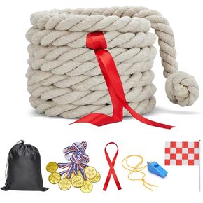 Tug of War Rope for Kids and ComeNs ، ألعاب عيد ميلاد عائلة في الهواء الطلق في الهواء الطلق ، ألعاب عيد ميلاد الصيف خارج Yard Backyard Lawn Games ، ألعاب Camping Picnic Carnival ، بناء الفريق (Blue ، 20 قدمًا)