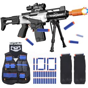EagleStone Automatic Realistic Toy Gun for Boys, Shell Ejecting Foam Blaster for Kids Ages 8-12,Sniper Rifle,2 Magazines,150 Darts,30 Shells, Electric Machine Guns Toys for Adults Birthday Xmas Gifts