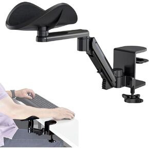 Universal Arm Rest Support Extender for Desk, Adjustable Height Clamp-on Armrest with Rotating Elbow Rest Holder, Ergonomic Elbow Pad Platform for Left, Right Hand for Home Office (Black)