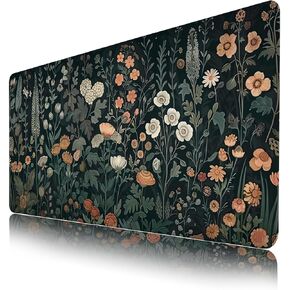 Green Mouse Pad,Cute Floral Mouse Pad,Funny XL Gaming Mouse Pad for Desk,Large Computer Keyboard Offic Desk Mat Mouse Pad,Waterproof Desk Pad, 900X400 mm