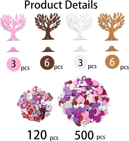 TINYFUTURE 18 Sets DIY Valentine's Day Foam Wreath Crafts Kits Decorations Self Adhesive Heart Sticker Love Heart Letter Shiny Sticker for Kids Party Favors Fun Classroom Home Activities in Saudi Arabia