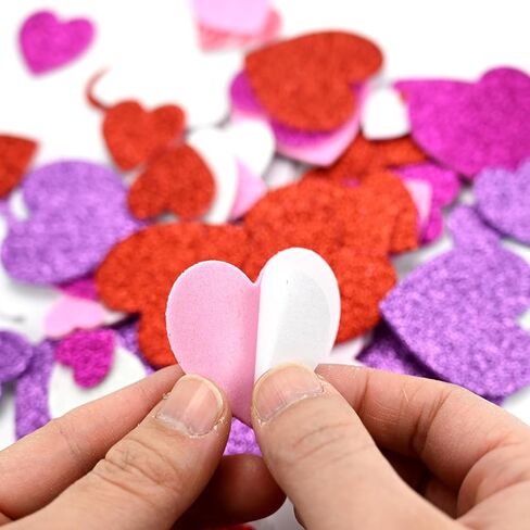 TINYFUTURE 18 Sets DIY Valentine's Day Foam Wreath Crafts Kits Decorations Self Adhesive Heart Sticker Love Heart Letter Shiny Sticker for Kids Party Favors Fun Classroom Home Activities in Saudi Arabia