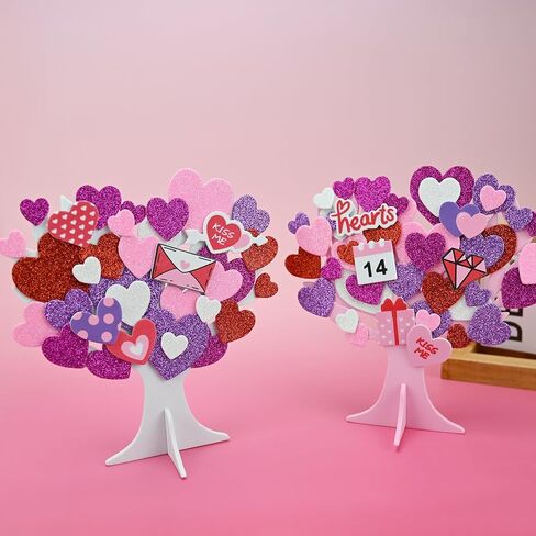 TINYFUTURE 18 Sets DIY Valentine's Day Foam Wreath Crafts Kits Decorations Self Adhesive Heart Sticker Love Heart Letter Shiny Sticker for Kids Party Favors Fun Classroom Home Activities in Saudi Arabia