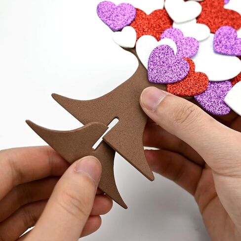 TINYFUTURE 18 Sets DIY Valentine's Day Foam Wreath Crafts Kits Decorations Self Adhesive Heart Sticker Love Heart Letter Shiny Sticker for Kids Party Favors Fun Classroom Home Activities in Saudi Arabia