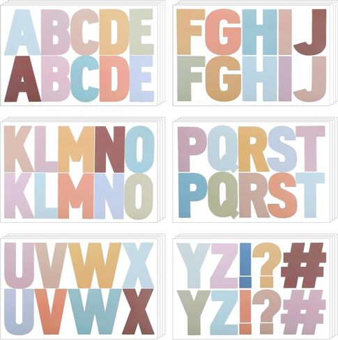 Giantree 232 PCS ملصقات أحرف كبيرة ، 24 ورقة ألوان الباستيل ملصقات الأبجدية ، ملصقات رسائل الفينيل ، ملصقات رسائل لاصقة ذاتية للوحة النشرة الفصول الدراسية ديكور باب المنزل in Kuwait
