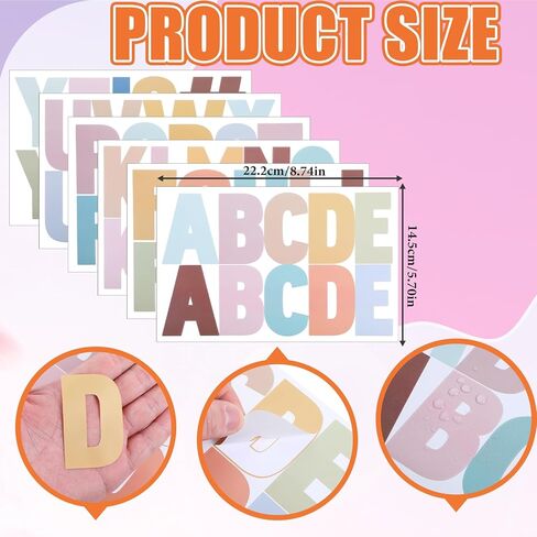 Giantree 232 PCS ملصقات أحرف كبيرة ، 24 ورقة ألوان الباستيل ملصقات الأبجدية ، ملصقات رسائل الفينيل ، ملصقات رسائل لاصقة ذاتية للوحة النشرة الفصول الدراسية ديكور باب المنزل in Kuwait