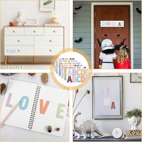 Giantree 232 PCS ملصقات أحرف كبيرة ، 24 ورقة ألوان الباستيل ملصقات الأبجدية ، ملصقات رسائل الفينيل ، ملصقات رسائل لاصقة ذاتية للوحة النشرة الفصول الدراسية ديكور باب المنزل in Kuwait