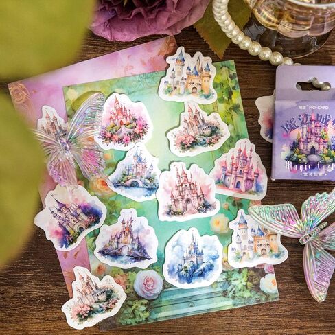 ملصقات القلعة ، Obujopal 46pcs ملصقات صغيرة للأطفال Scrapbooking Journaling Planners زجاجة ماء محمول مغلف مظروف الهاتف DIY Art Crafts Decoration in Kuwait