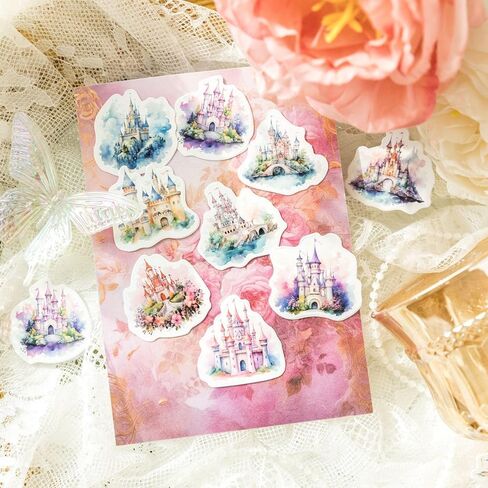 ملصقات القلعة ، Obujopal 46pcs ملصقات صغيرة للأطفال Scrapbooking Journaling Planners زجاجة ماء محمول مغلف مظروف الهاتف DIY Art Crafts Decoration in Kuwait