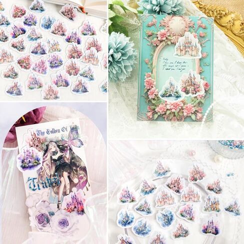 ملصقات القلعة ، Obujopal 46pcs ملصقات صغيرة للأطفال Scrapbooking Journaling Planners زجاجة ماء محمول مغلف مظروف الهاتف DIY Art Crafts Decoration in Kuwait
