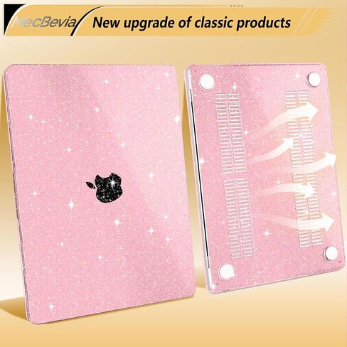 Compatible with MacBook Air 13.6 inch Case, M4 A3240/M3 A3113/M2 A2681 (Released 2025 to 2022), Hard Shell, Keyboard Cover, Screen Protector, Webcam Cover & Type-C Adapter, Sparkly Pink in Saudi Arabia
