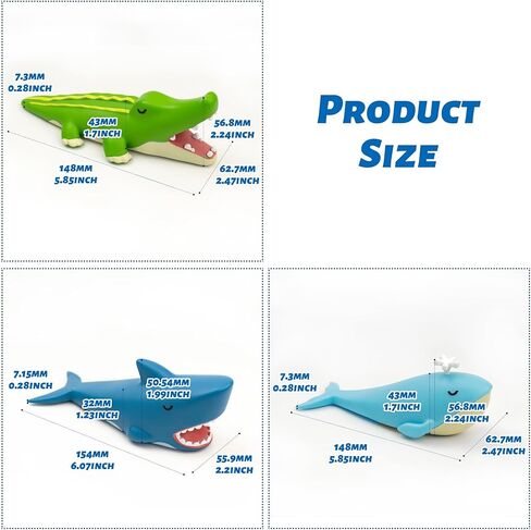 3Pcs Cute Door Stopper, Cartoon Shark Crocodile Whale Animal Door Stop, Decorative Door Wedge for Home and Office Floor(Patent Registering) in Kuwait