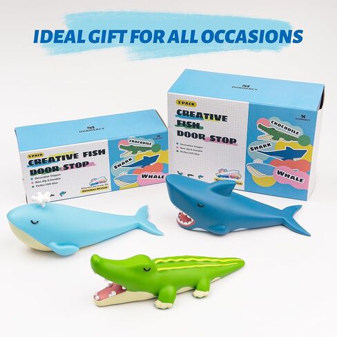3Pcs Cute Door Stopper, Cartoon Shark Crocodile Whale Animal Door Stop, Decorative Door Wedge for Home and Office Floor(Patent Registering) in Kuwait
