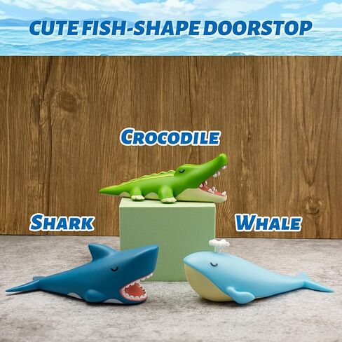 3Pcs Cute Door Stopper, Cartoon Shark Crocodile Whale Animal Door Stop, Decorative Door Wedge for Home and Office Floor(Patent Registering) in Kuwait