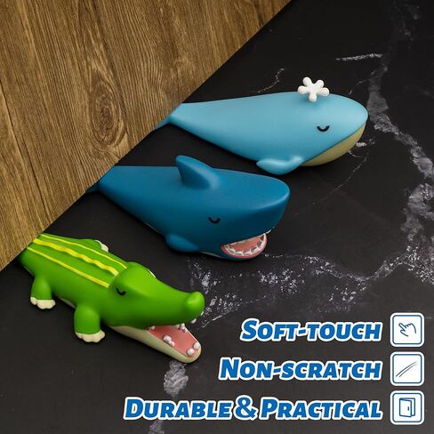 3Pcs Cute Door Stopper, Cartoon Shark Crocodile Whale Animal Door Stop, Decorative Door Wedge for Home and Office Floor(Patent Registering) in Kuwait