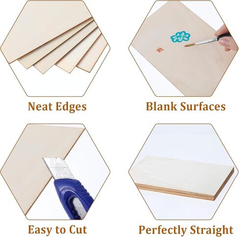 20 PCS أوراق Basswood فارغة ، ورقة خشبية البلسا مستطيلة الليزر أوراق الخشب الرقائقي رفيعة حرفة غير مكتملة للزخارف DIY ، قارب سفينة الطائرات ، مشاريع المدرسة 3.9 × 5.9 × 0.08 بوصة in Kuwait