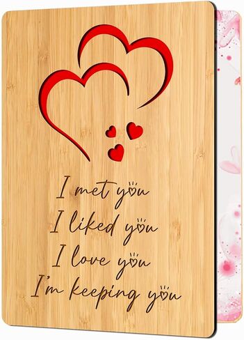 Handmade Wooden Bamboo Cut Out Greeting Cards Happy Birthday for Wife Husband Girlfriend Her Him Anniversary Friends Family Sustainable Gift Use in Kuwait