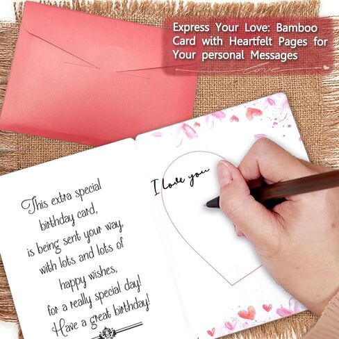 Handmade Wooden Bamboo Cut Out Greeting Cards Happy Birthday for Wife Husband Girlfriend Her Him Anniversary Friends Family Sustainable Gift Use in Kuwait
