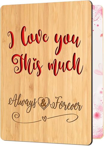 Handmade Wooden Bamboo Cut Out Greeting Cards Happy Birthday for Wife Husband Girlfriend Her Him Anniversary Friends Family Sustainable Gift Use in Kuwait