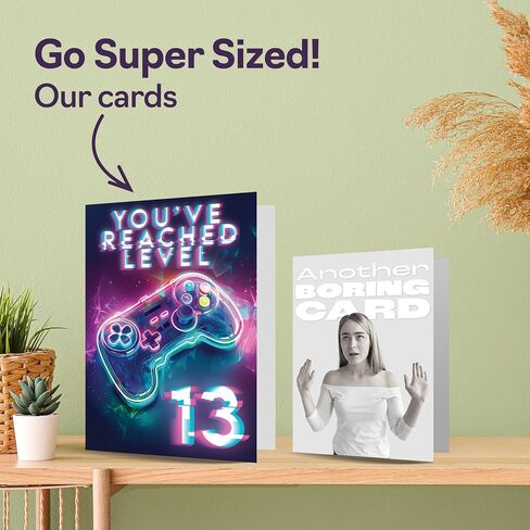 13th Gamer Birthday Cards for Boys Girls - You've Reached Level 13 - Happy 13 Birthday Card for Son Daughter Nephew Niece Grandson, A5 Thirteen Thirteenth Bday Video Game Greeting Cards in Saudi Arabia
