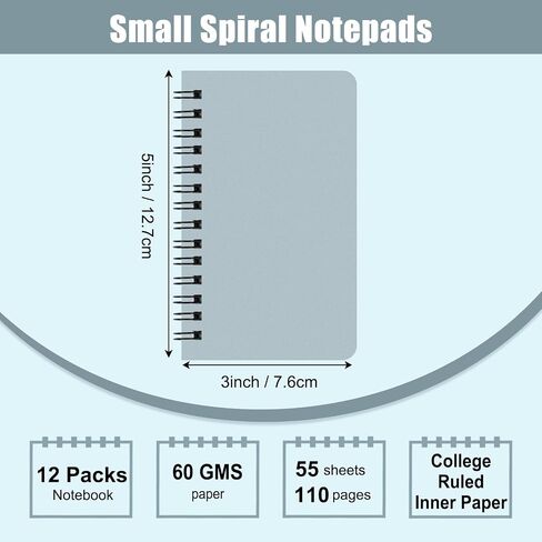 EOOUT 24 Pack Small Notebook Pocket Spiral Notebooks 3x5 Inches, Lined College Ruled Memo Pads, 12 Assorted Colors 60 Sheet Notebook Pads for Home Office and School Accessories in Saudi Arabia